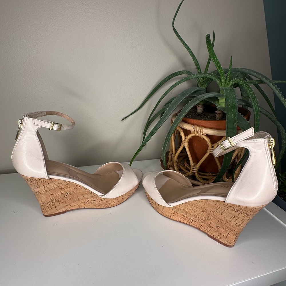 Charles by Charles David Lois Nude Cork Wedge Sandals Ankle Strap Platform 11M - Picture 10 of 15